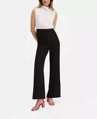 Mango L112119 Womens Black/White Draped Neck Jumpsuit Size M • $78.21