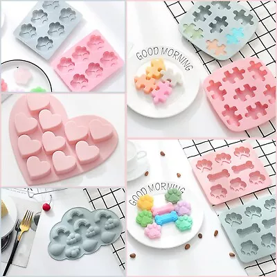 Silicone Baking Mould Cake Jelly Cookies Soap Mold Chocolate Tray Wax Ice Cube • £3.25