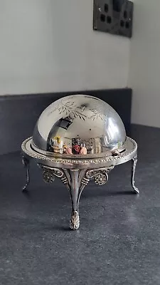 £40 • Buy Vintage Silver Plated Caviar / Butter Dish Revolving Top - 