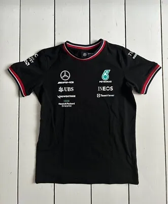 MERCEDES AMG Petronas Black T-Shirt F1 Stitchd Driver Top Size 152cm 11-12Y • £8.99