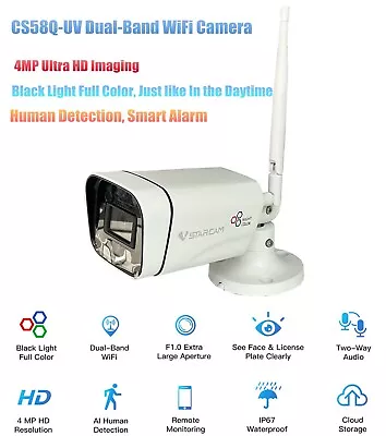 Vstarcam CS58Q-UV 4MP Black Light Full Color HD WiFi Camera IP67 Waterproof Cam • $66.99