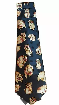 Men's Tie Navy Featuring Whimsical Cartoon Pigs - New With Tags • $3.98