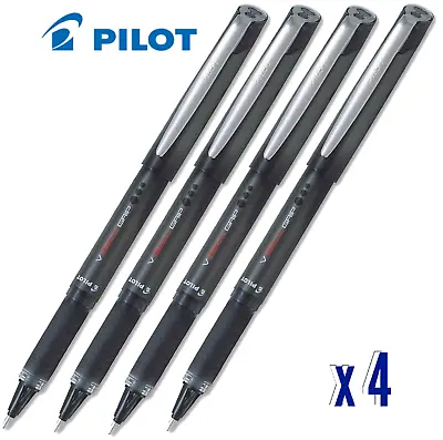 4 X Pilot V Ball Grip 10 Liquid Ink Rollerball Pens 1.0mm Tip Black (BLN-VBG10) • £5.90