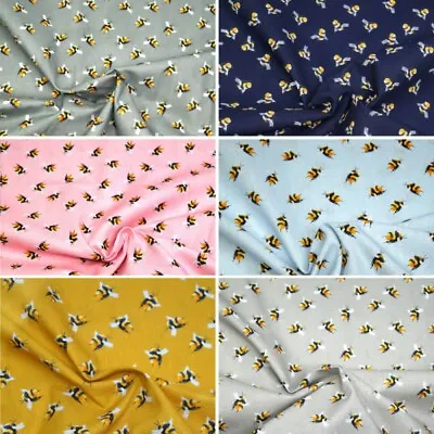 100% Cotton Fabric Bumble Bee Buzzy Bumblebee Insect 140cm Wide Crafty Bees • £0.99