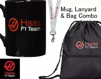 BAG MUG LANYARD Combo Rucksack Cup NeckStrap Haas Formula One 1 Racing Team New! • £12.87