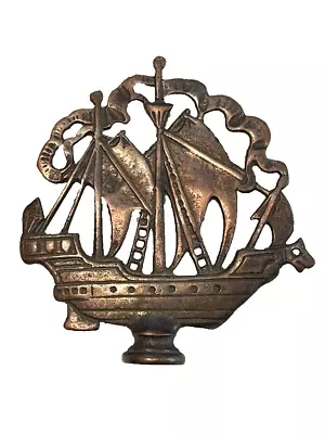 Unique Vintage Cast Bronze Sailing Ship Lamp Finial • $40