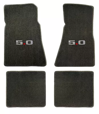 New! 1979-1993 Mustang Floor Mats Gray With 5.0 5L Embroidered Logo Front & Rear • $159.90