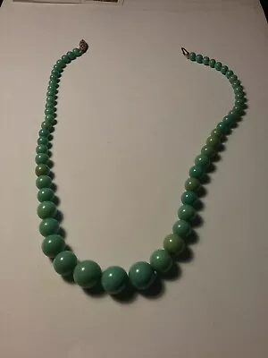 Natural Dark Green  Jade Stone Beads Necklace 16 Inches • $249.99