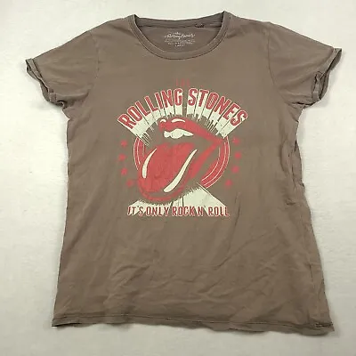 Rolling Stones Red Grey T-Shirt Size L Short Sleeve Adult Graphic Tee Rock Band • $15