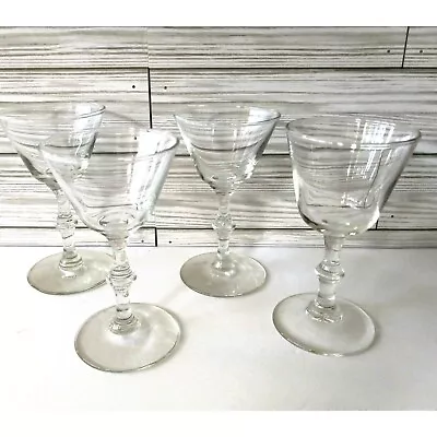 Vintage Cocktail Stemware Martini Glasses Set Of 4 Classic Minimalist Barware • $18.99