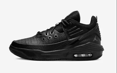 Nike Air Jordan Max Aura 5 Triple Black Basketball Shoes GS Kids Size US 7Y ✅ • $140