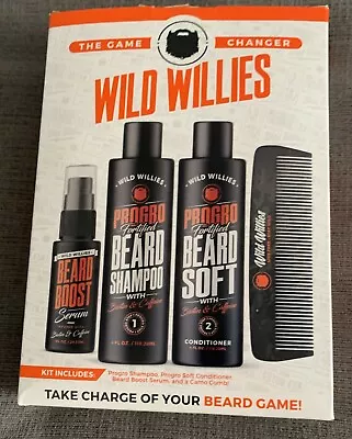 Wild Willies Next Level Shampoo Conditioner Serum Comb Beard Grooming Kit Gift • $10