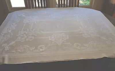 Vintage Elegant Ice Pink Linen Damask Rectangular Tablecloth-47 X 63 • $9.90