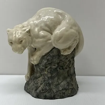 Joseph Boulton Listed Conn. Sculptor Carved Alabaster Mountain Lion • $117.99