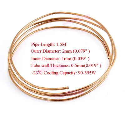 New 1.5M Length 2mm Dia Copper Tone Refrigeration Capillary Pipe Tubing Coil • $3.20