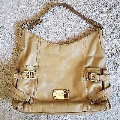 Michael Kors Tan Light Brown Leather Shoulder Bag Handbag Purse • $24