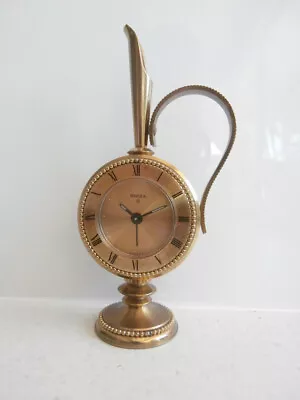 Vintage Swiza Swiss 8 Day Alarm Clock Rare Unusual Ewer Shaped Case - Perfect! • $129