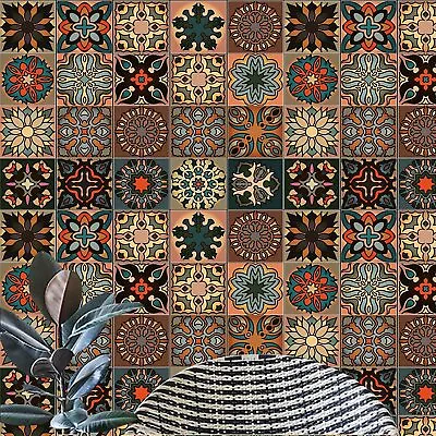 20 Moroccan Style Tile Stickers Wall Tiles Self Adhesive Peel And Stick Covers • £11.90