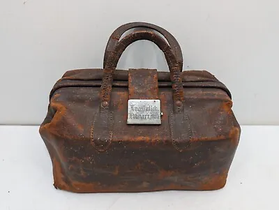 Antique LEATHER Ladies Doctors Dentists Medical Bag Briefcase - Elkhart Indiana • $179.95