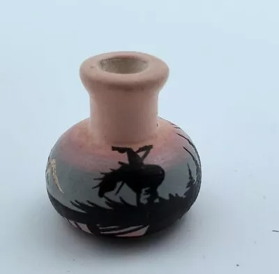 Vintage Miniature .5  Navajo Pottery Jar Pot SIGNED Yazzie Native American Horse • $15