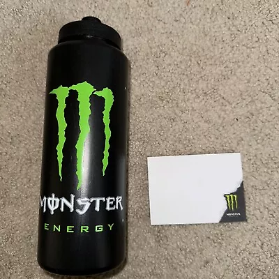 Monster Energy Reusable Drink Bottle Squeeze Sport Cap Water Gym Black Green New • $19.99