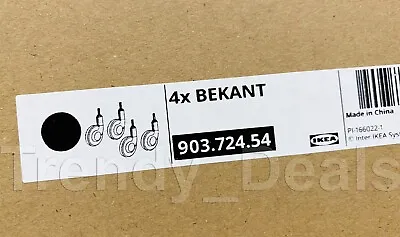 SET Of 4 - Ikea BEKANT Casters Wheels Rubber-Coated 903.724.54 Black - NEW • £39.51