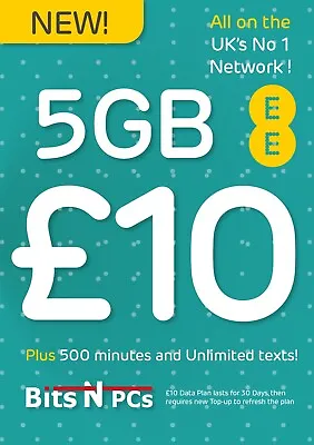 EE SIM CARD - £10 Data Pack - FITS ALL PHONES - DATA ROLLOVER • £0.99