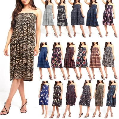 £10.99 • Buy Womens Maternity Sheering Floral Printed Bandeau Boobtube Sleeveless Midi Dress