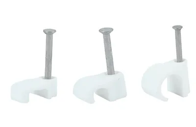 35mm 4mm 5mm 6mm 7mm 8mm Bell White Cable Clips With Fixing Nails Wire Clips • £3.29