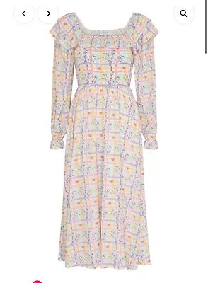 Olivia Rubin Ianthe Trellis Floral Midi Dress Rrp £295 Size 10 • £159