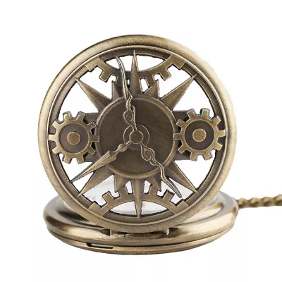 Vintage Pocket Watch Gear Wheel Skeleton Design Necklace Chain Steampunk Gifts • $4.73