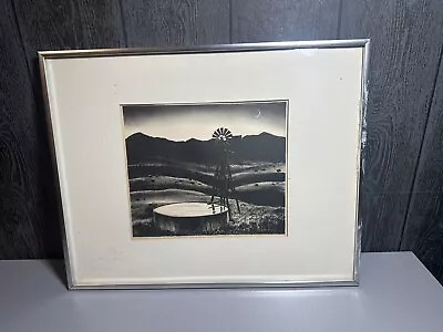 Original PETER HURD  VINTAGE LITHOGRAPH WINDMILL & WELL At DUSK Listed Artist • £84.36