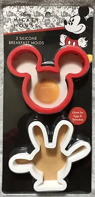NEW Disney MICKEY MOUSE 2pc Silicone Breakfast Mold Rings For Eggs And Pancakes • $13.99
