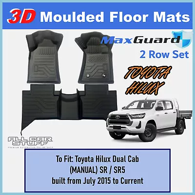 TPE 3D Moulded Floor Mats For Toyota Hilux Dual Cab Manual: 07/2015 To Current • $149