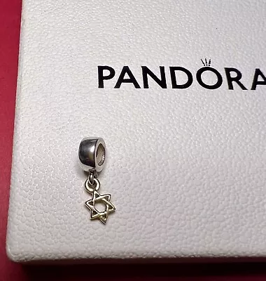 Genuine Pandora Star Of David Two Tone Dangle Charm Silver Ale 925 14k Gold • £27