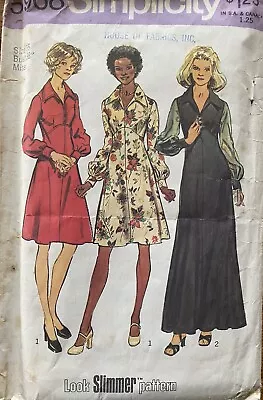 Vtg 70's Simplicity 5968 Look Slimmer Maxi DRESS Sewing Pattern Sz 16 Bust 38 • $6.95