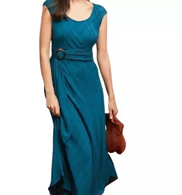 Anthropologie Moulinette Soeurs Womens Guinevere Maxi Dress In Teal Belted 6 • $24.99