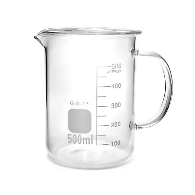 500Ml Beaker Mug With Handle Borosilicate Glass Measuring Cup ☑️ • $23.98