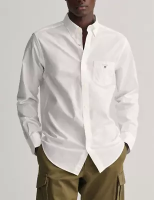 GANT The Broadcloth Shirt Mens Size UK Large 41/42 16.5 White New • £62.99