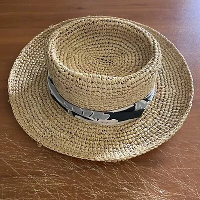 TOMMY BAHAMA MENS FEDORA HAT BRAID STRAW PANAMA STYLE SUN SHADY Vintage • $26.99