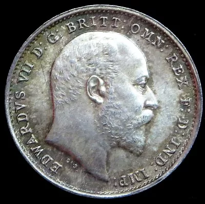 1903 Silver Great Britain 3 Pence Queen Victoria Maundy Mint State Coin  • $85