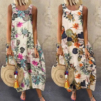 $25.64 • Buy ZANZEA Womens Summer Bohemian Sundress Relaxed Fit Ladies Long Maxi Floral Dress