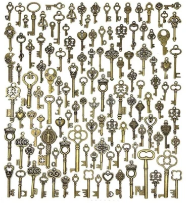 $17.99 • Buy Lot Of 125 Vintage Style Antique Skeleton Furniture Cabinet Old Lock Keys Jewel