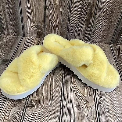 Koolaburra Ugg 1124090 Women’s Size 11 Fuzz It Slides Slippers Shoes Yellow • $44.99