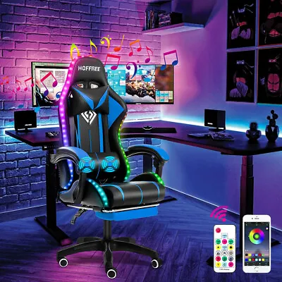 LED Ergonomic Computer Gaming Chair With Speaker Office Chairs Executive Racing • $199.99