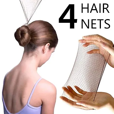 4 DARK BROWN HAIR NETS Fine Mesh Bun Cover Wrap Dance Ballet Catering BRUNETTE • £2.74