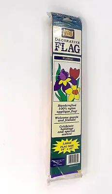 In The Wind Floral Nylon Decorative Flag Spring Flowers Tulip Iris Daffodil • $17.98