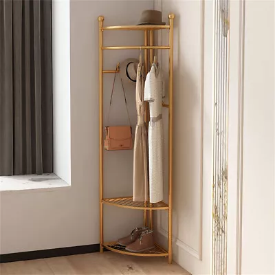 174cm Free Standing Coat Rack Hat Stand Garment Holder Hall Tree With 3 Shelves • £38.97