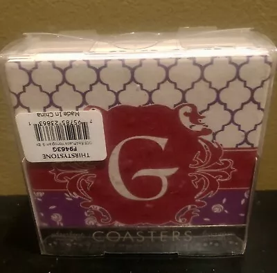 Thirsty Stone ThirstyStone Absorbent Coasters  Set Of 4 Monogram “G” Square New • $8.90