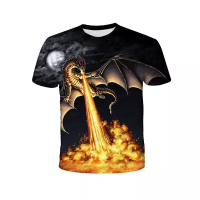 Fire Breathing Dragon T Shirt   Crew Neck - Short Sleeve - Fashion Tee • $19.99